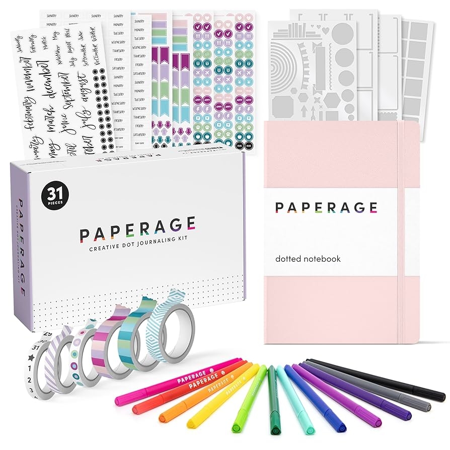Amazon PAPERAGE Bullet Style Journal Kit Dotted Journaling Kit Hardcover Dotted Journal Notebook Blush 12 Fineliner Pens 8 Sticker 4 Stencil Sheets 6 Washi Tapes Office Products Amazon PAPERAGE Bullet Style Journal Kit Dotted Journaling Kit Hardcover Dotted Journal Notebook Blush 12 Fineliner Pens 8 Sticker 4 Stencil Sheets 6 Washi Tapes Office Products
