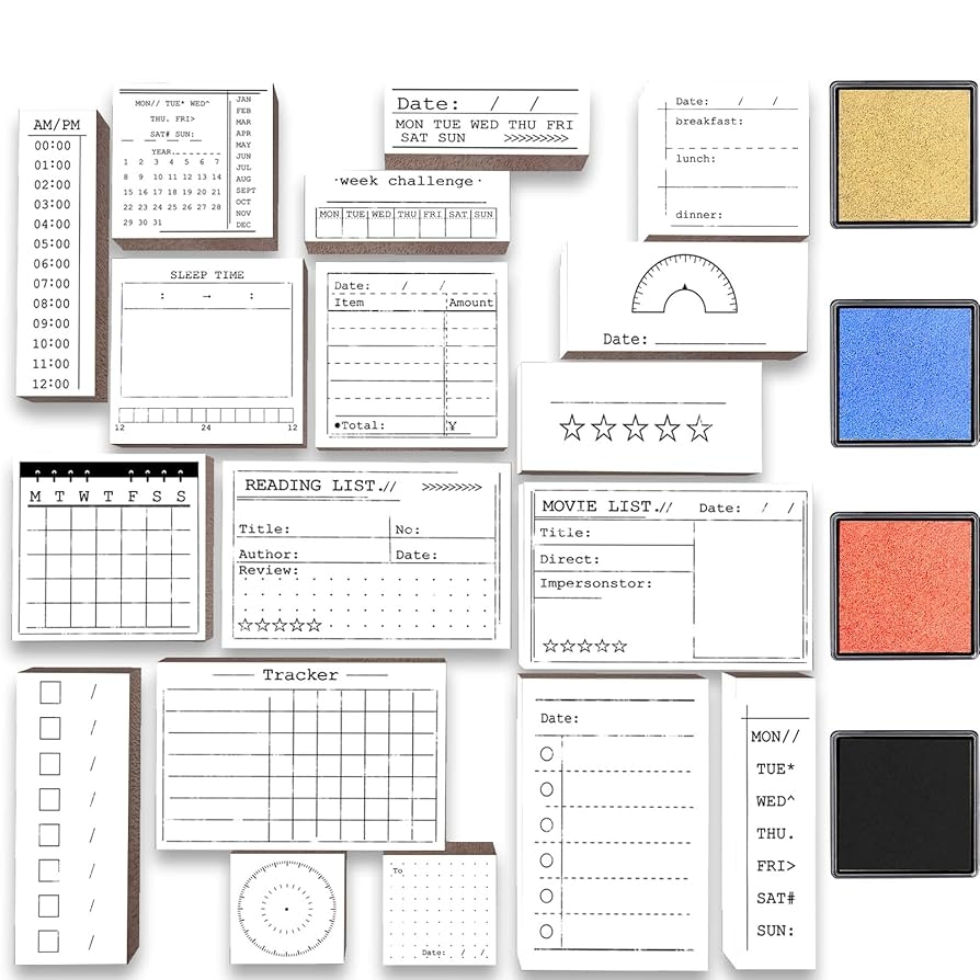 Amazon Rancco 18 Pcs Journal Stamps W Ink Pad 4 Set Bujo Stamp Calendar Planner Stencil For Journal DIY To Do List Tasks Month Week Dates Organizer Scrapbooking Craft Enhance And Simplify Your Amazon Rancco 18 Pcs Journal Stamps W Ink Pad 4 Set Bujo Stamp Calendar Planner Stencil For Journal DIY To Do List Tasks Month Week Dates Organizer Scrapbooking Craft Enhance And Simplify Your