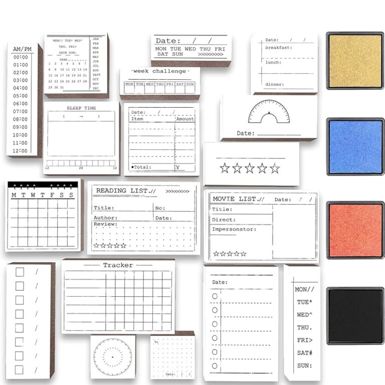Amazon Rancco 18 Pcs Journal Stamps W Ink Pad 4 Set Bujo Stamp Calendar Planner Stencil For Journal DIY To Do List Tasks Month Week Dates Organizer Scrapbooking Craft Enhance And Simplify Your
