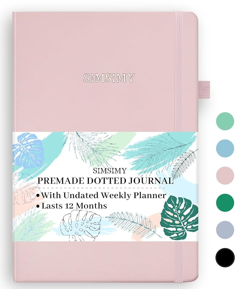 Amazon SIMSIMY Premade Bullet Dotted Journal With Undated Weekly Monthly Planner Pre made Dot Grid Journaling Aesthetic Notebook For Goals Gratitude Budget Exercise Habits Mood Sleep Tracker 12 Month Office Products