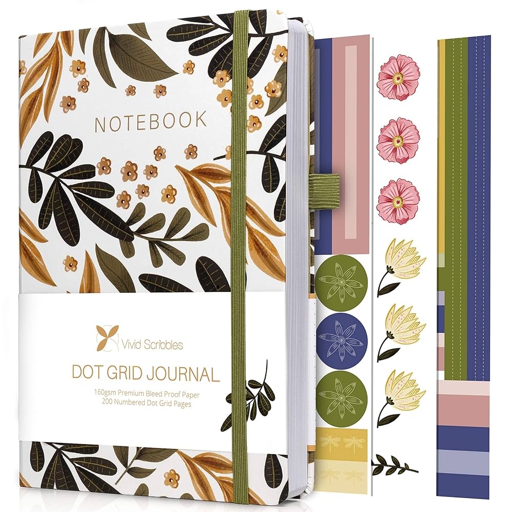 Amazon VIVID SCRIBBLES Dotted Journal 160gsm Bleed Proof Thick White Paper 200 Numbered Dot Grid Pages 5 8 X 8 3 Inch Dotted Notebook Office Products