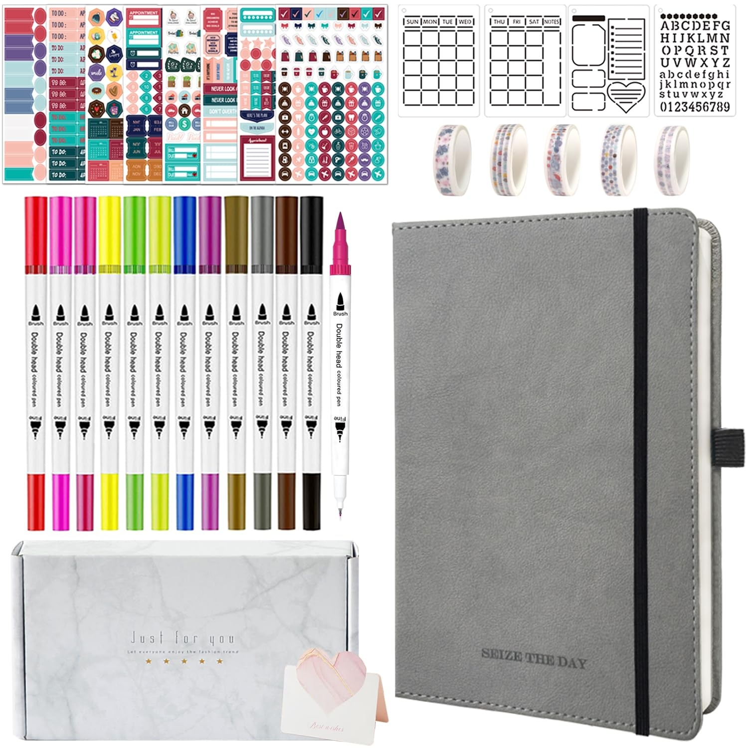 Amazon Y I Bullet Dotted Journal Kit A5 Hardcover Dotted Journal Notebook With 200 Pages 120GSM Thick Paper Stencils Stickers Pens Washi Tapes Dotted Journaling Kit For Beginners Women Teen Girls Gray Amazon Y I Bullet Dotted Journal Kit A5 Hardcover Dotted Journal Notebook With 200 Pages 120GSM Thick Paper Stencils Stickers Pens Washi Tapes Dotted Journaling Kit For Beginners Women Teen Girls Gray