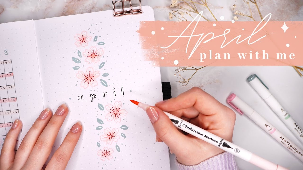 April 2023 Bullet Journal Setup Plan With Me Spring Cherry Blossom Theme YouTube