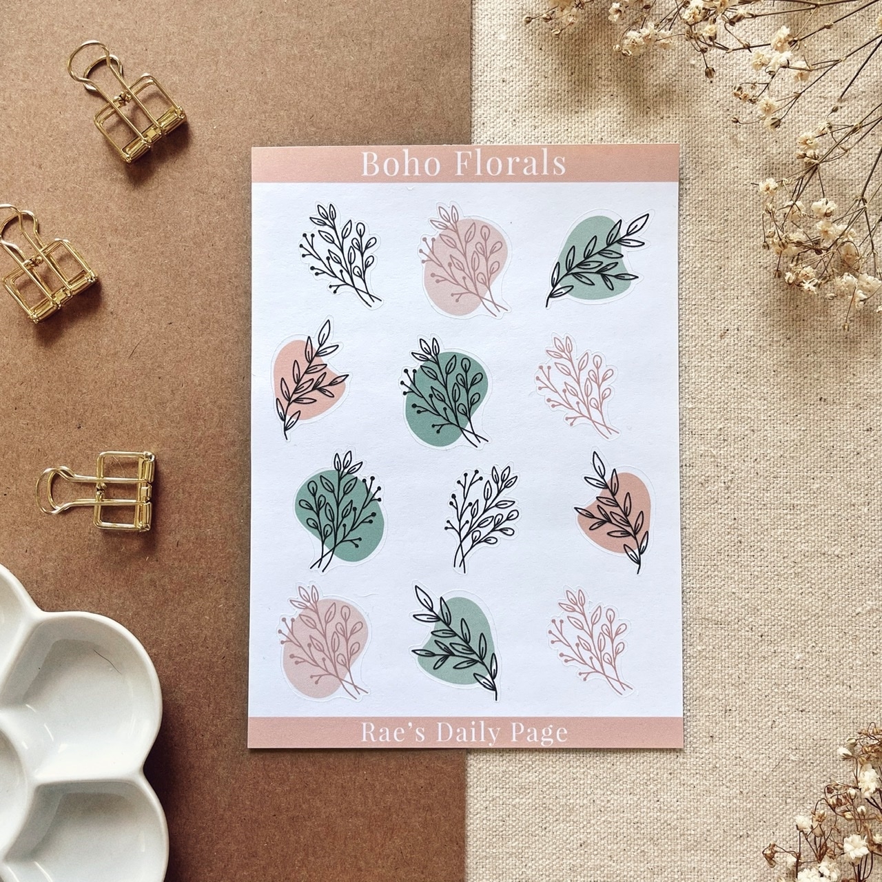 Boho Floral Sticker Sheet Bullet Journal Stickers Planner Stickers Rae s Daily Page Boho Floral Sticker Sheet Bullet Journal Stickers Planner Stickers Rae s Daily Page