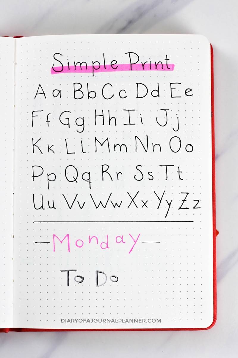 easy bullet journal fonts