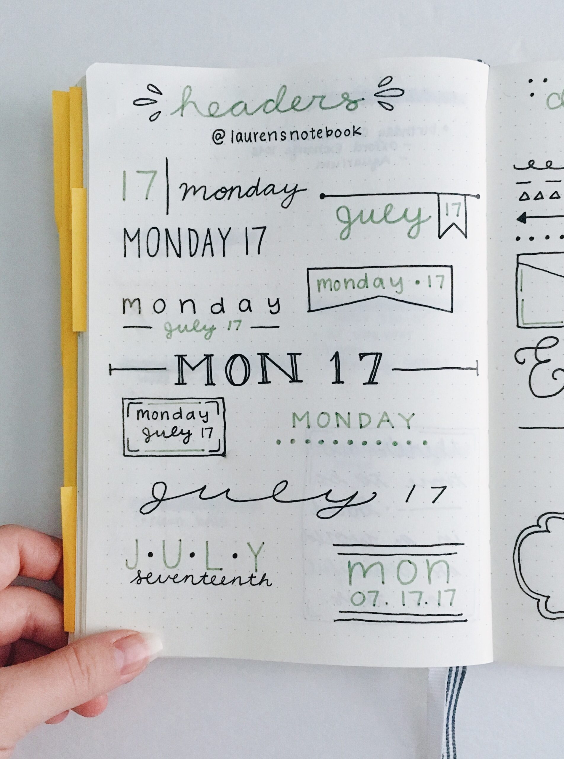 bullet journal headings