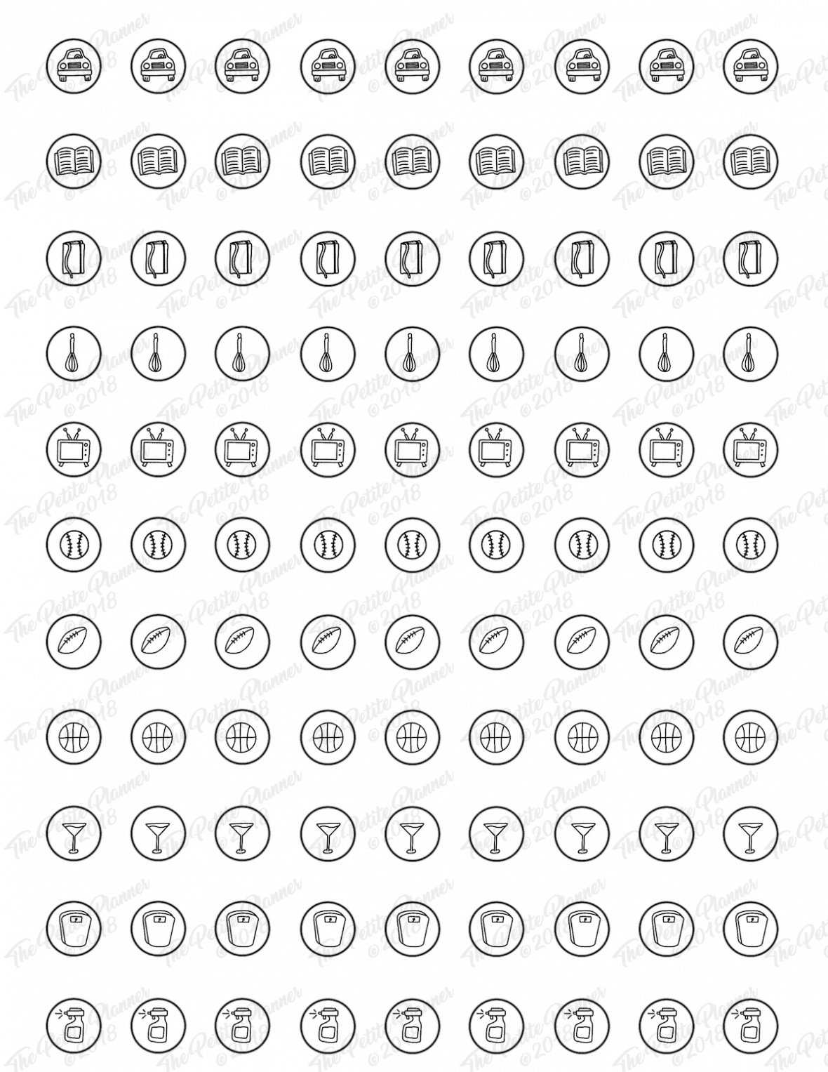 Bullet Journal Icon Printable Stickers The Petite Planner