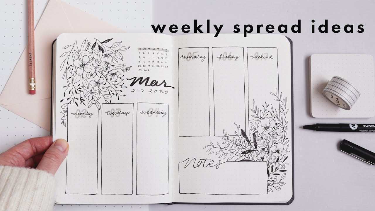 Bullet Journal Weekly Spread Ideas Four Cute Layouts YouTube