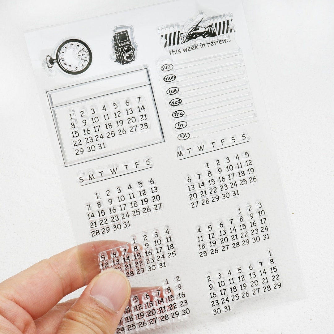 Calendar Stamp bullet Journal Stamp rubber Stamp planner Stamps clear Stamps month Stamp blank Monthly With Weeks And Dates Etsy