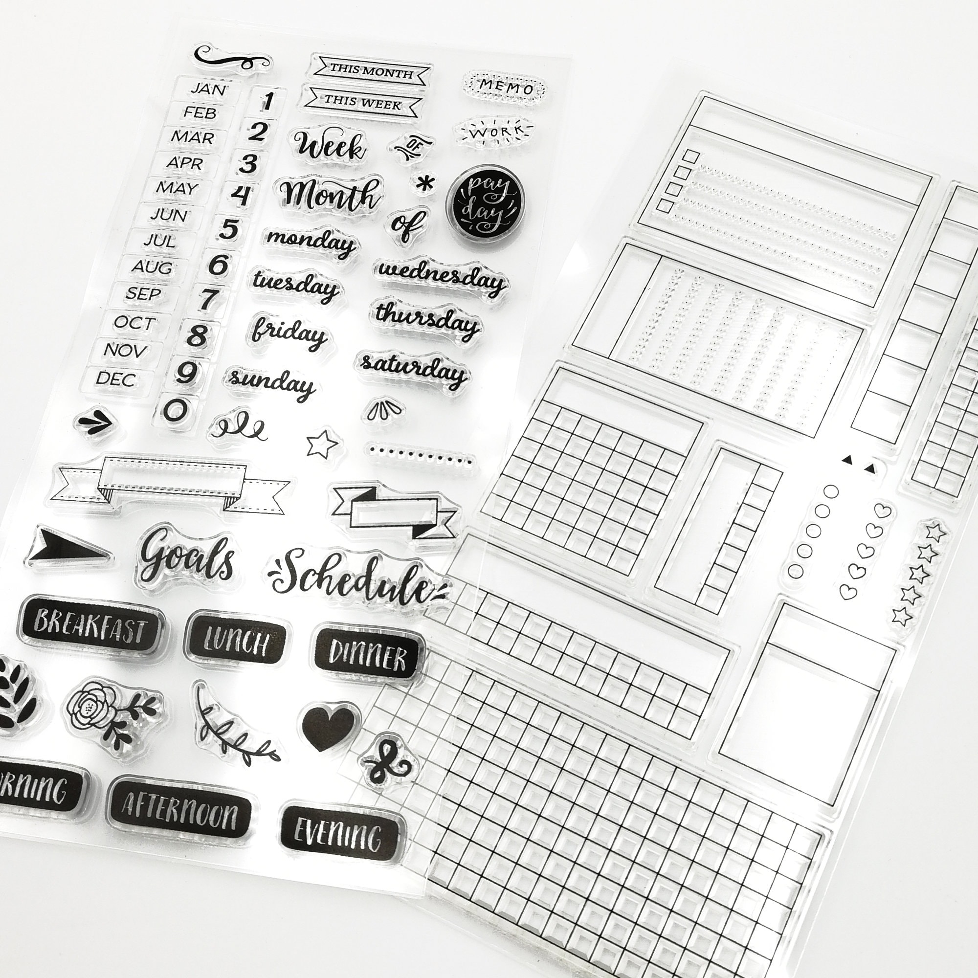 Clear Stamp Set For Monthly Planner With Weeks Dates And To do List Perfect For Bullet Journals And Scrapbooking Etsy