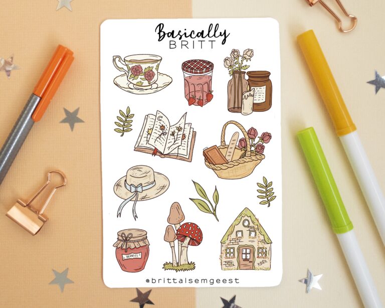Cottagecore Stickersheet Bullet Journal Stickers Cute Doodle Sticker Light Academia Cottage Core Cozy Rural Wood Scrapbook Etsy