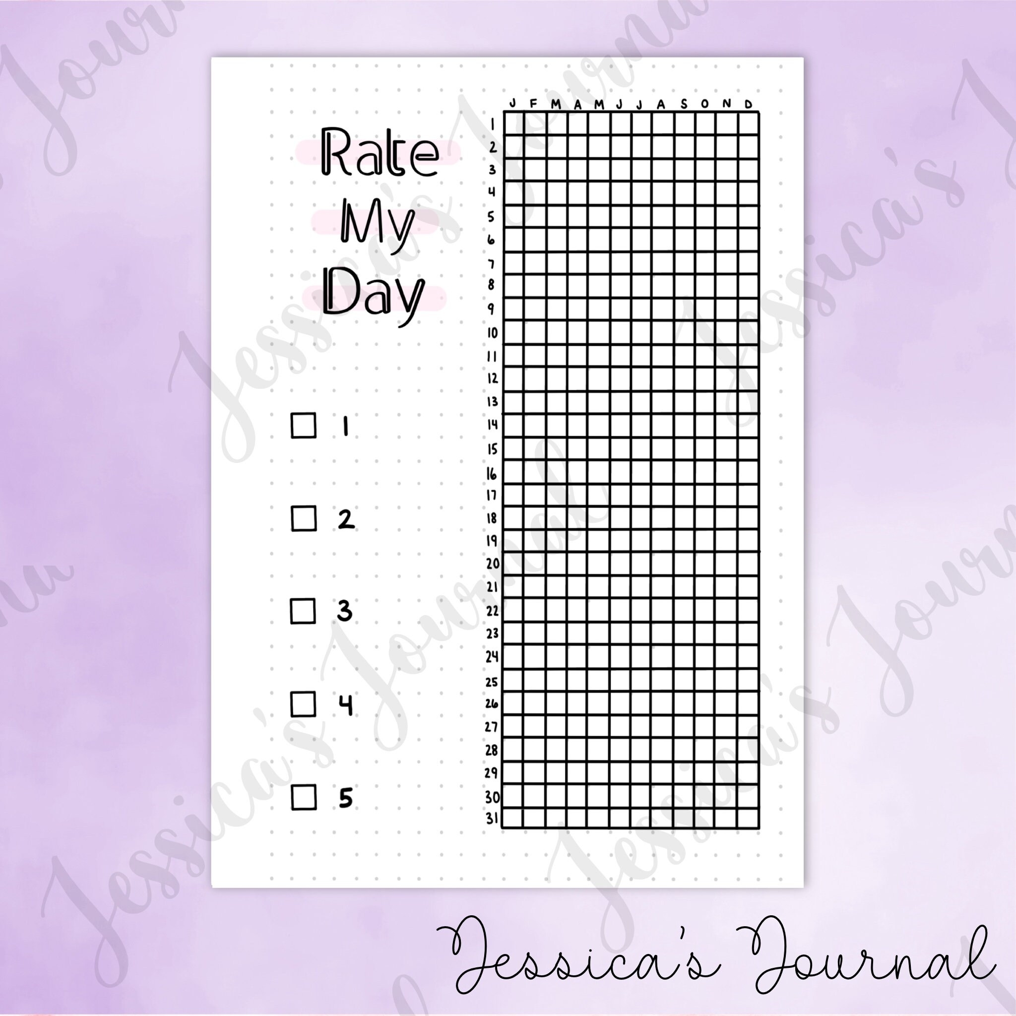 DIGITAL DOWNLOAD PDF Rate My Day Jessica s Journal Spread Etsy Norway