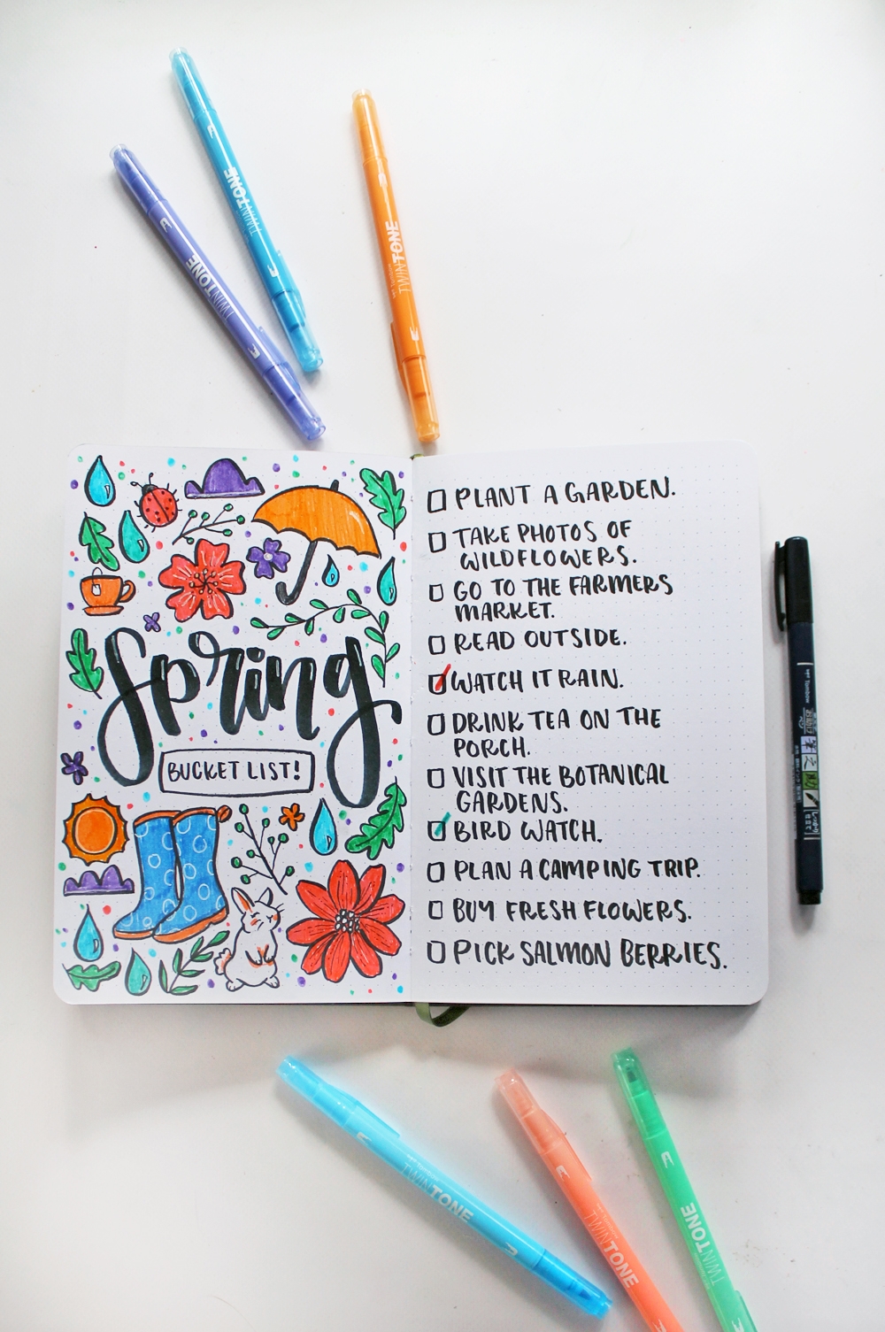 DIY Spring Bucket List Journal Spread Tombow USA Blog