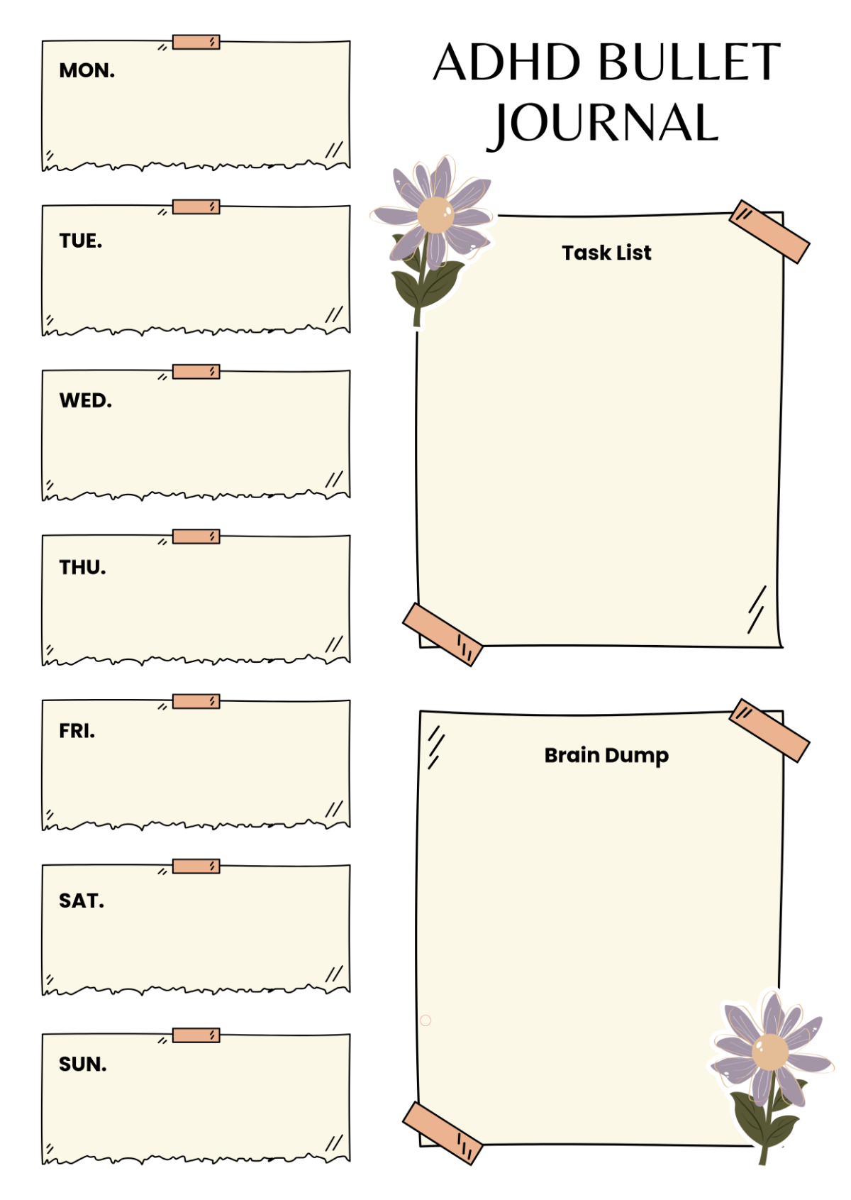 Free ADHD Bullet Journal Template To Edit Online