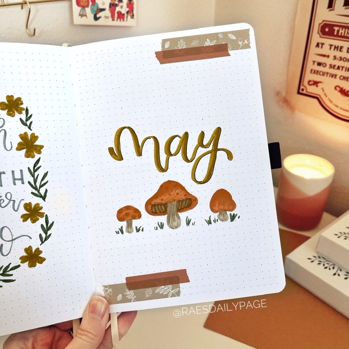 May Bullet Journal Set Up Mushroom Bujo Theme Rae s Daily Page