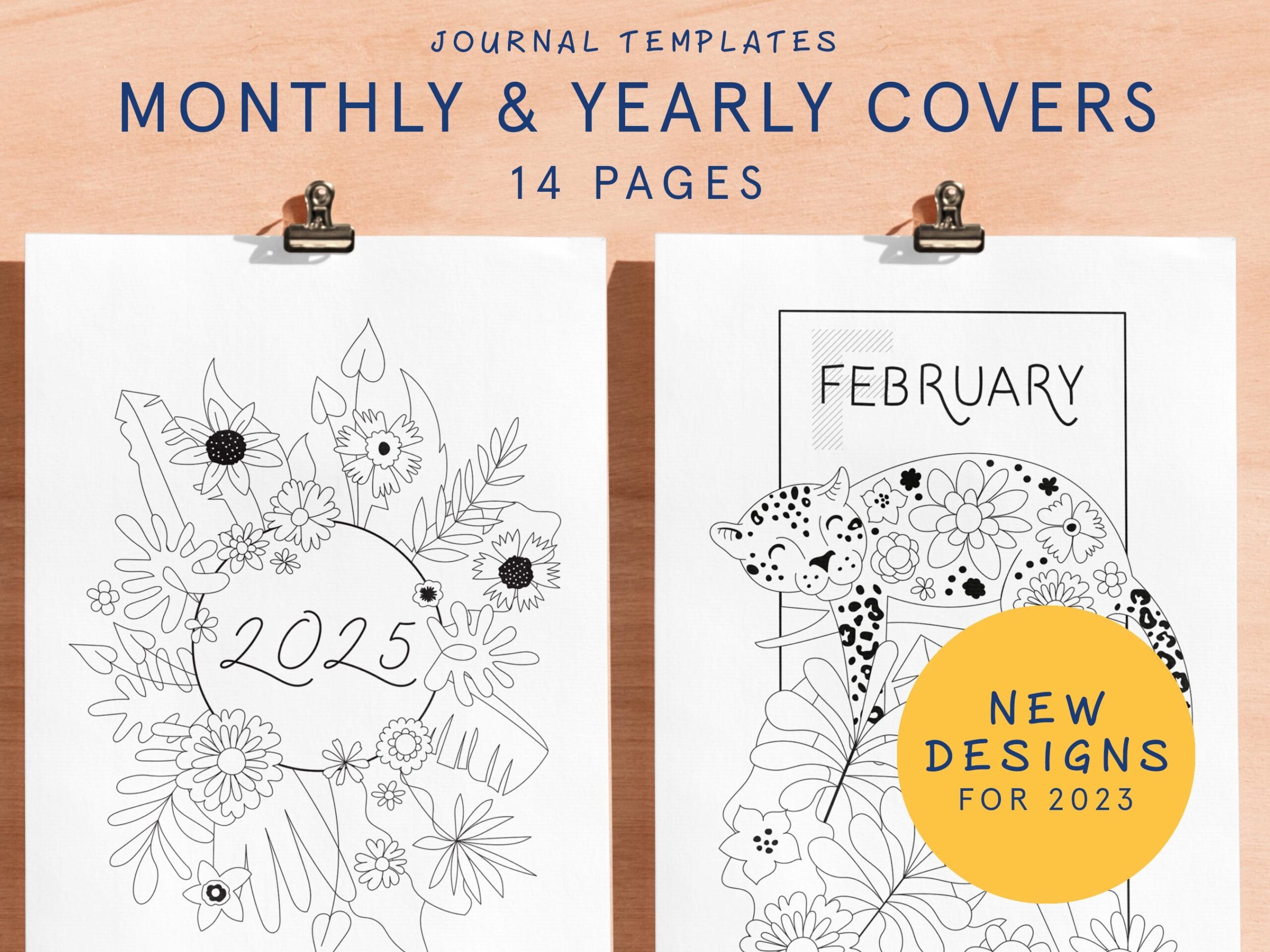 MONTHLY YEARLY COVERS Printable Bullet Style Journal Template Page 2025 Bu Jo Junk Journal Starter Kit Digital Planner Insert Refill Etsy