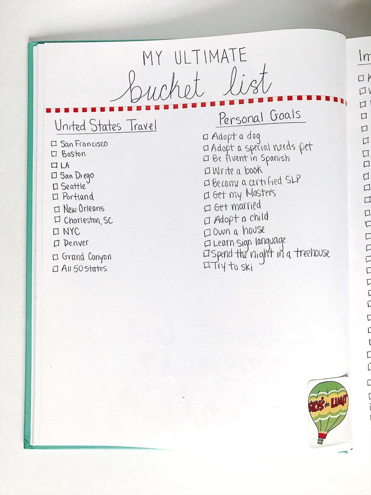 My Ultimate Bucket List Bullet Journal Page The Trendy Chick