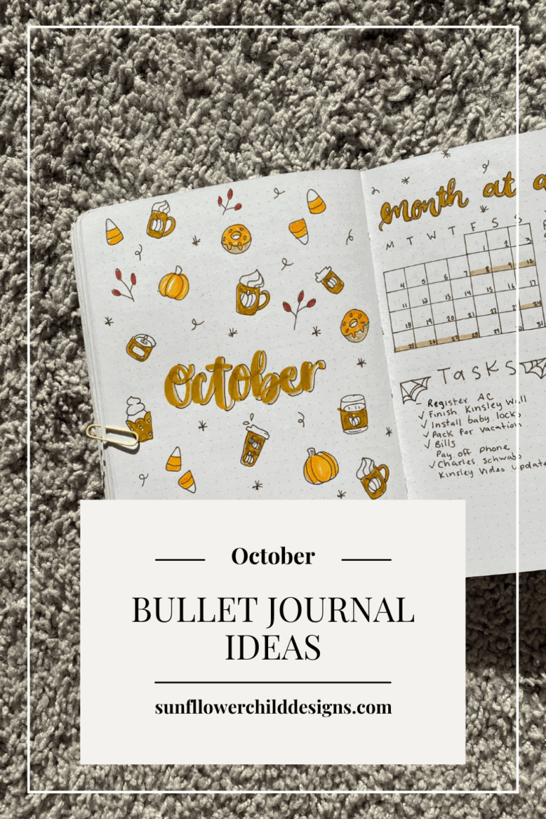 October Bullet Journal Ideas Pumpkin Spice Theme Sunflower Child Designs