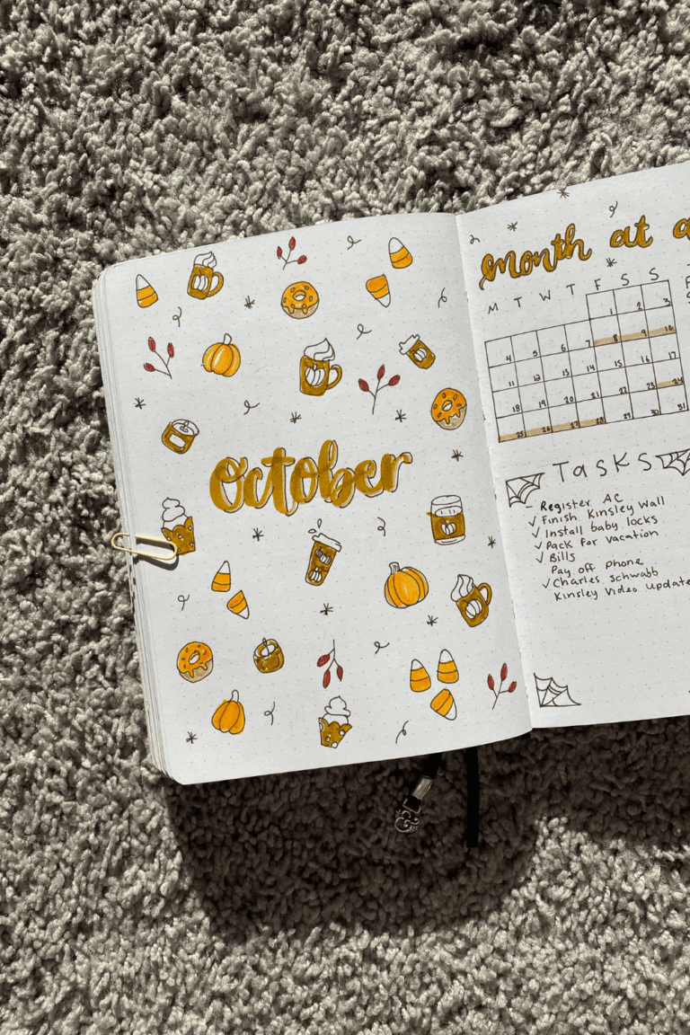 October Bullet Journal Ideas Pumpkin Spice Theme Sunflower Child Designs