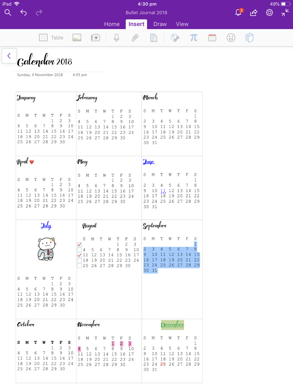 bullet journal template onenote