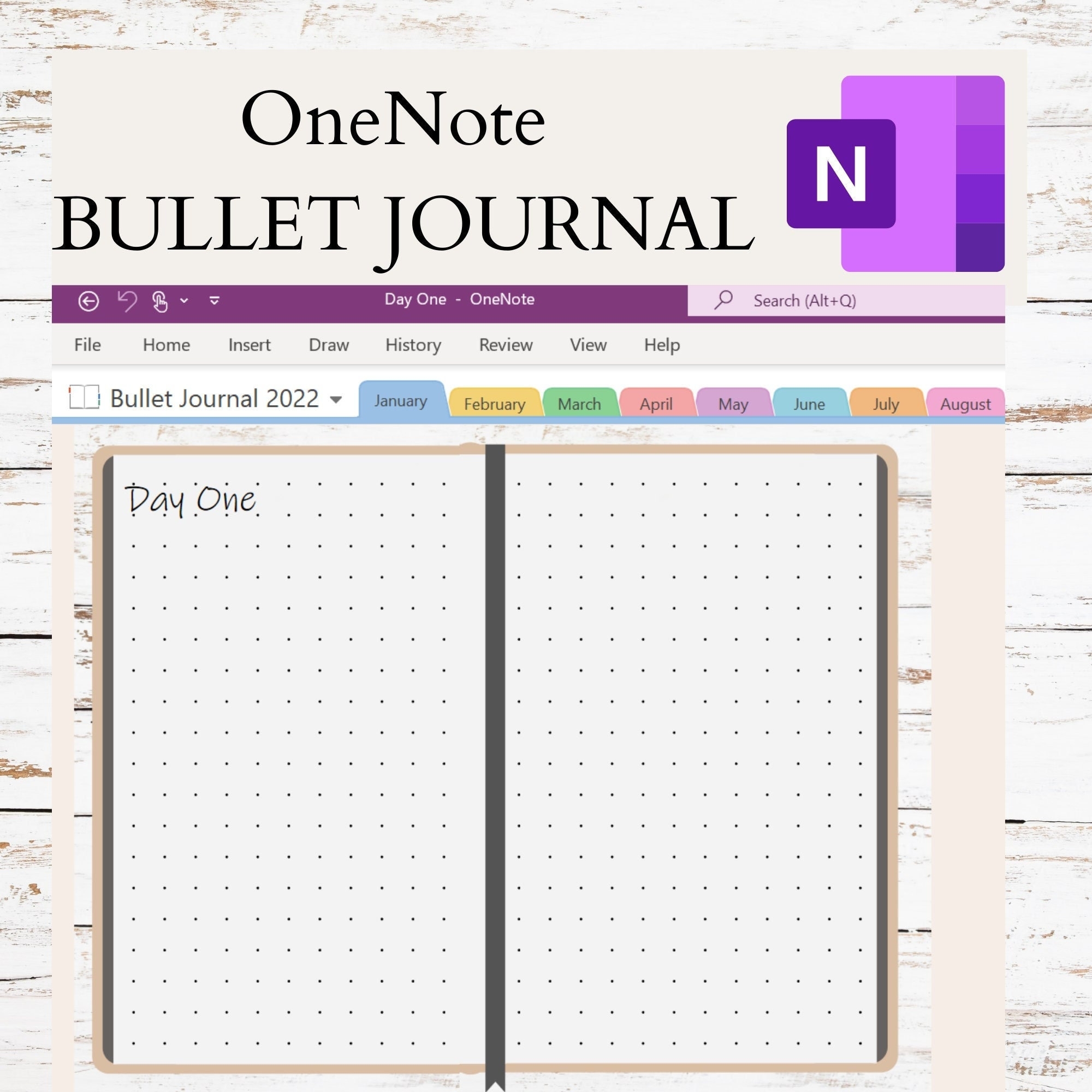 Onenote Digital Bullet Journal Windows Bullet Journal Digital IPad Bullet Journal Digital Etsy
