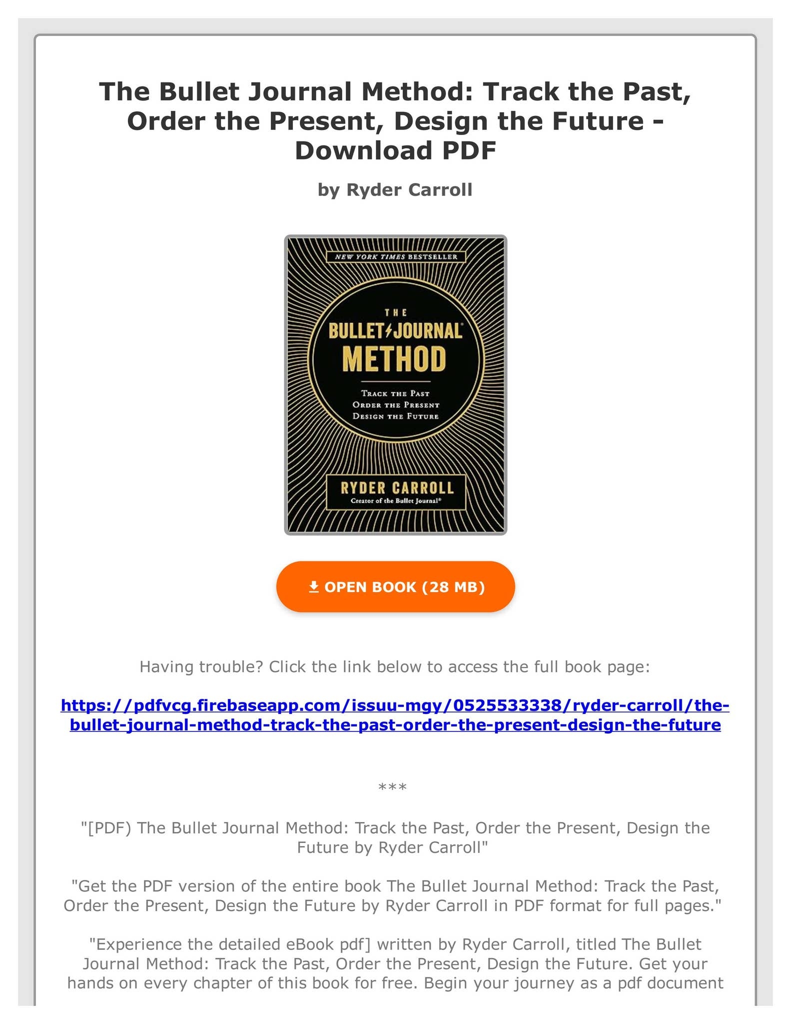  PDF The Bullet Journal Method Track The Past Order The Present Design The Future By Ryder Carro By VedaWatersnj Issuu