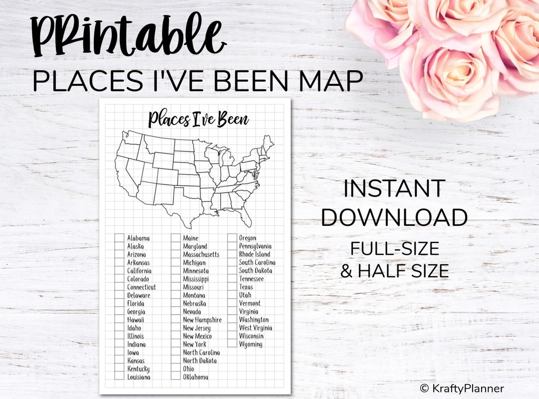 Places I ve Been USA Map Printable Etsy Places I ve Been USA Map Printable Etsy