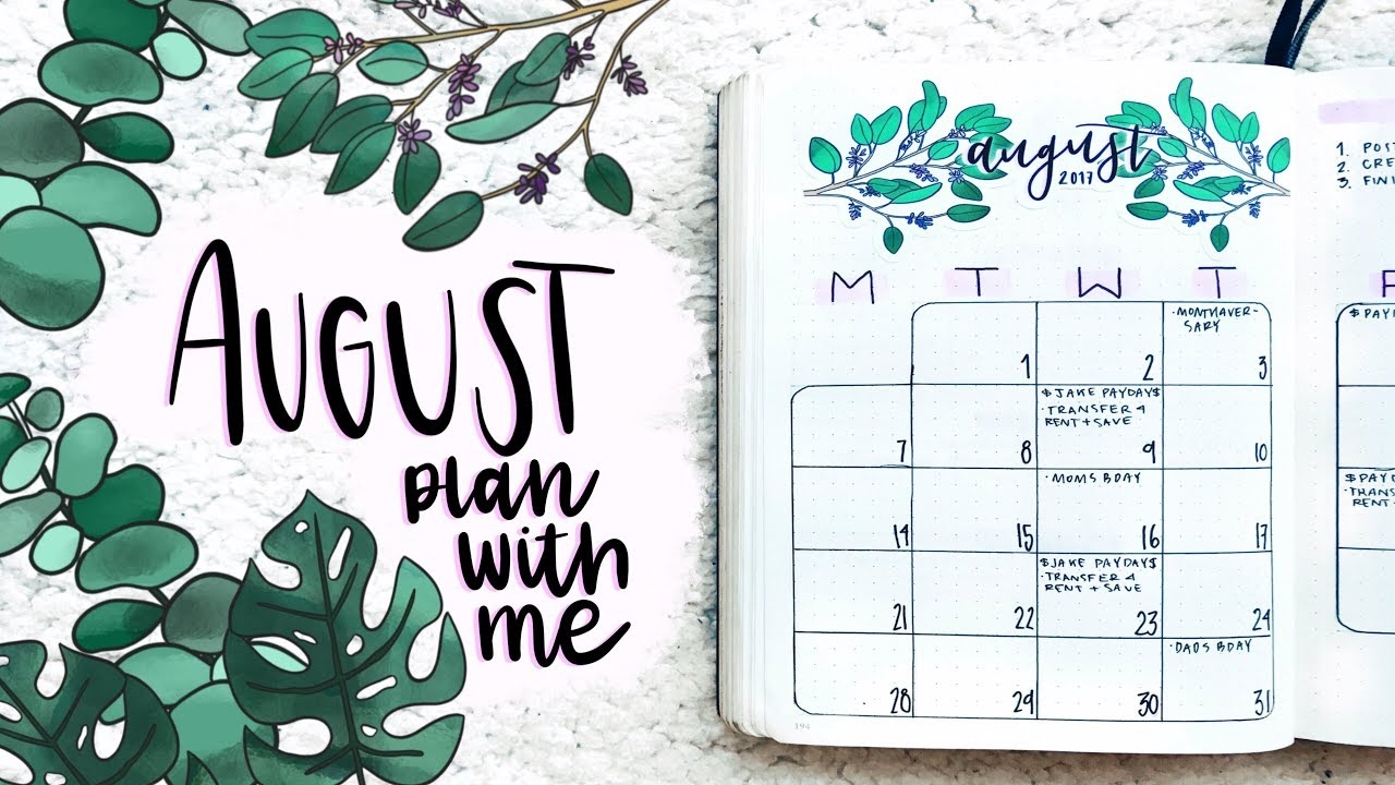 Plan With Me August Bullet Journal Setup YouTube Plan With Me August Bullet Journal Setup YouTube