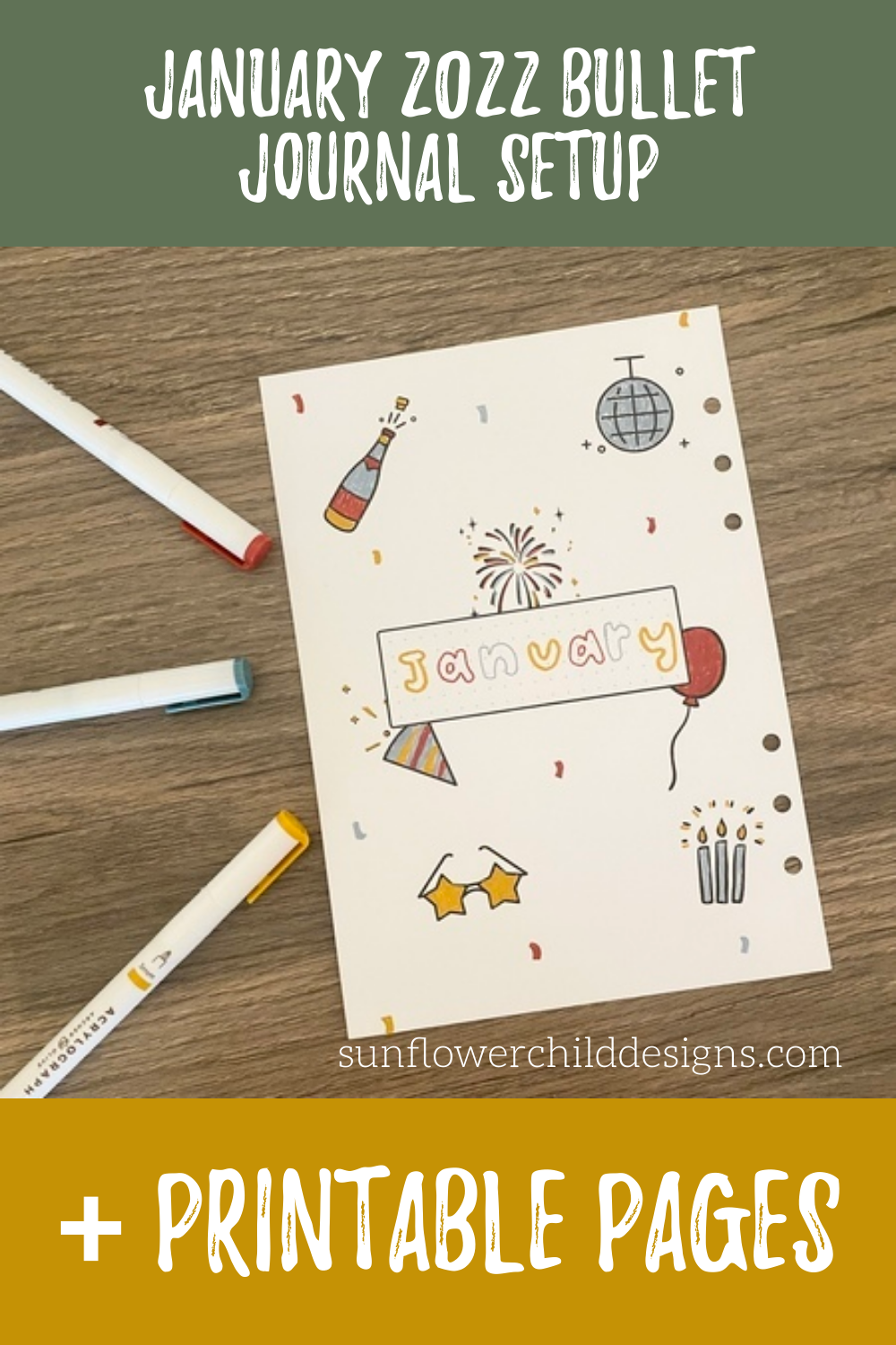 Plan With Me January 2022 Bullet Journal Setup New Year s Theme Bullet Journal Ideas Sunflower Child Designs