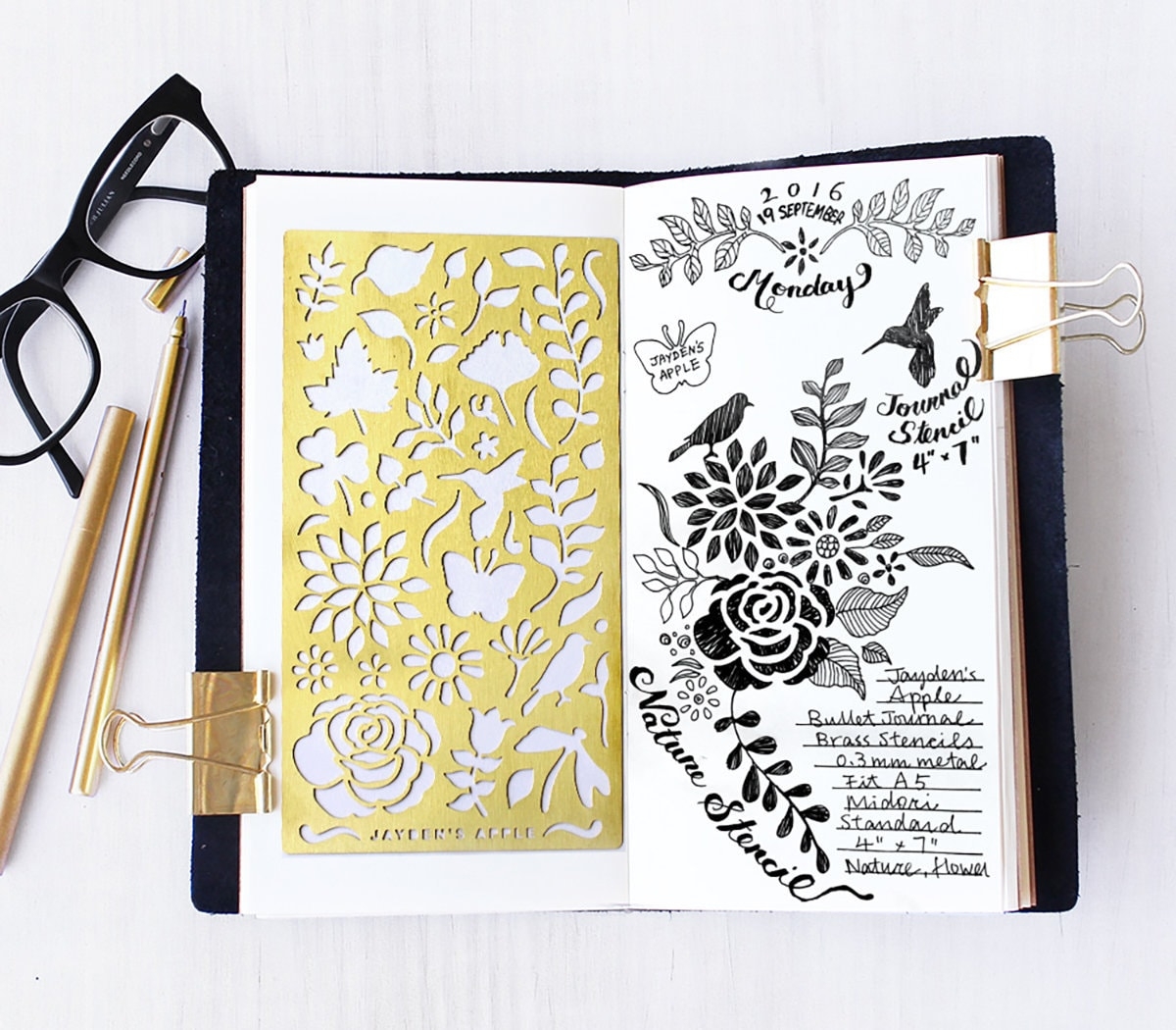 Planner Stencil Bullet Style Journal Stencil Nature Flowers Stencil Fits A5 Journal Midori Regular nature L Etsy