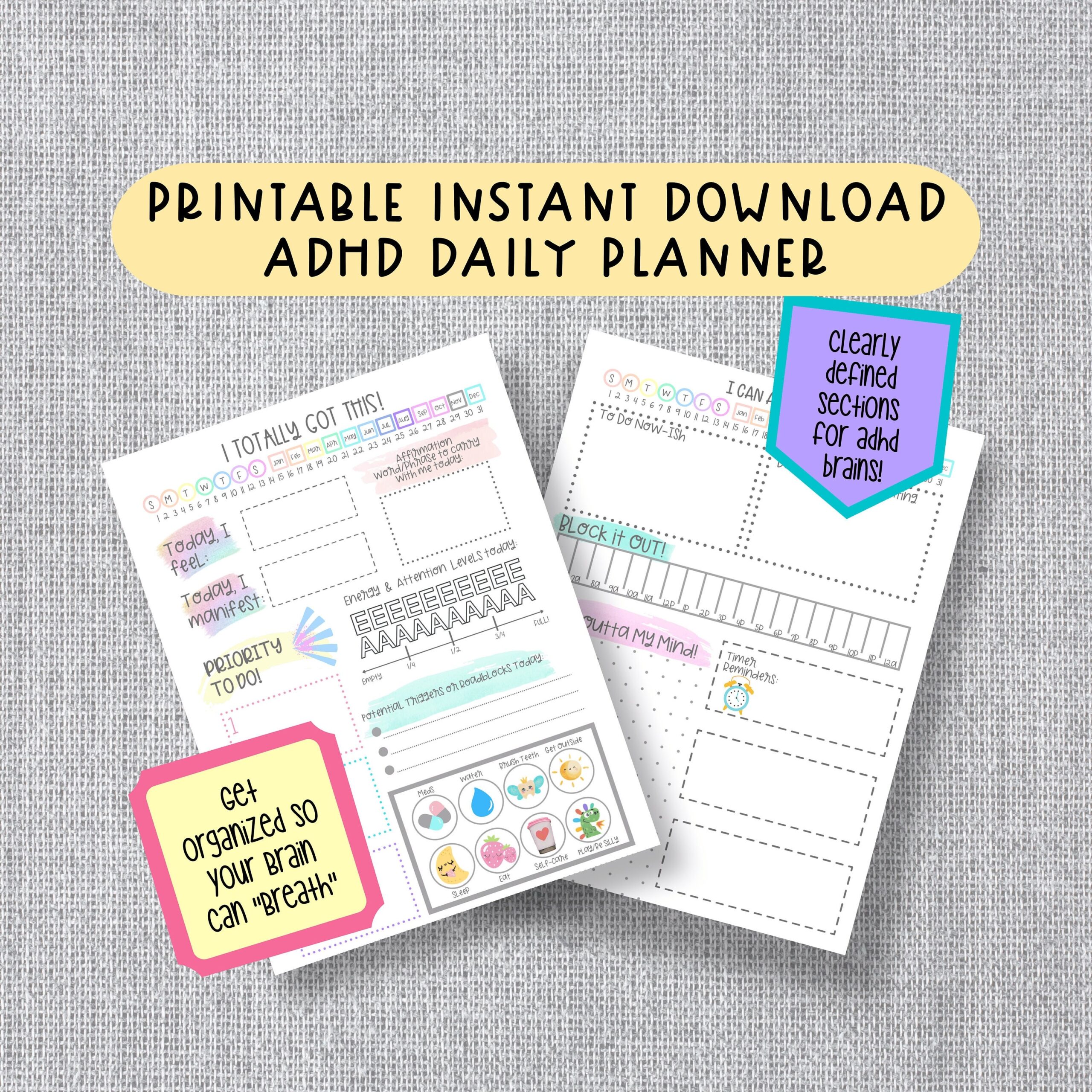 PRINTABLE ADHD PLANNER With Affirmation Bullet Journal Note Pages Perfect For People With Add And Adhd To Increase Focus And Productivity Etsy PRINTABLE ADHD PLANNER With Affirmation Bullet Journal Note Pages Perfect For People With Add And Adhd To Increase Focus And Productivity Etsy