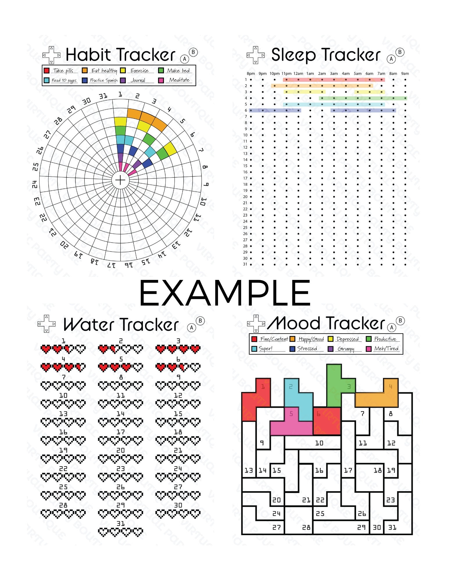 Printable Video Game Bujo Bullet Journal Spread 31 Days Any Month BLACK WHITE Etsy Printable Video Game Bujo Bullet Journal Spread 31 Days Any Month BLACK WHITE Etsy