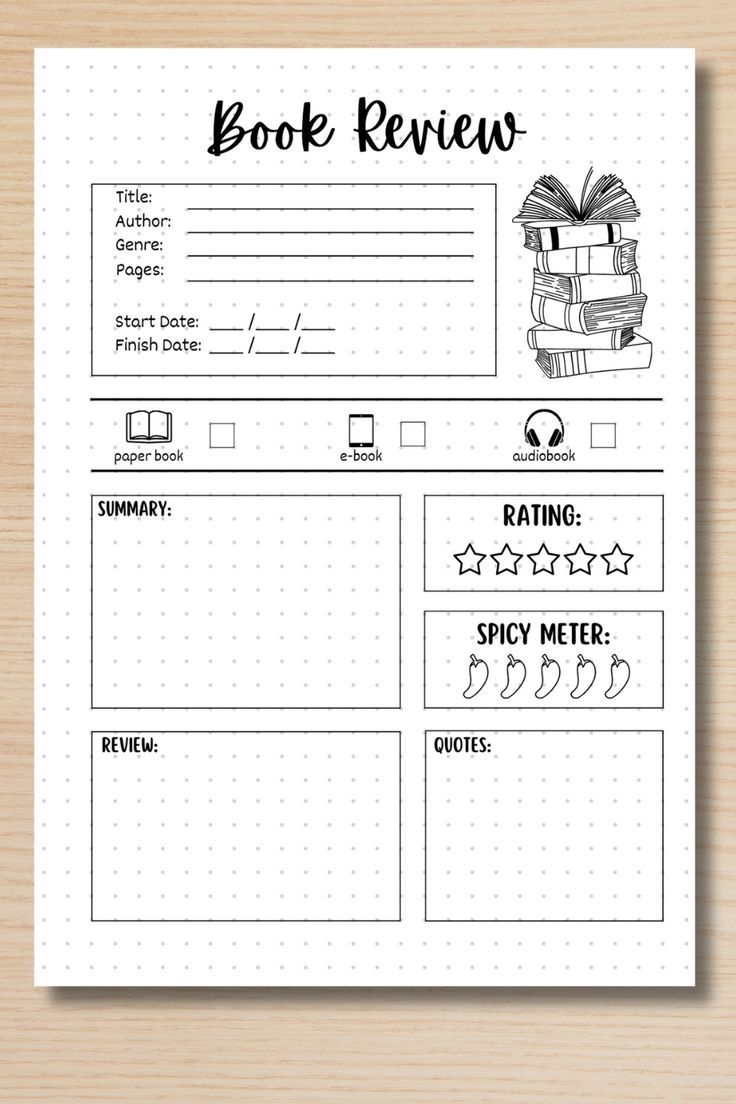 free printable bullet journal books to read template