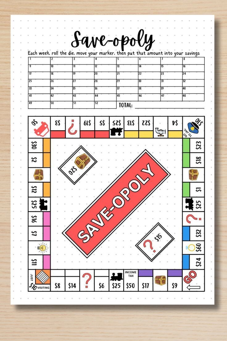 Saveopoly Savings Challenge Printable Bullet Journal Savings Game Savings Tracker Goal Budgeting 