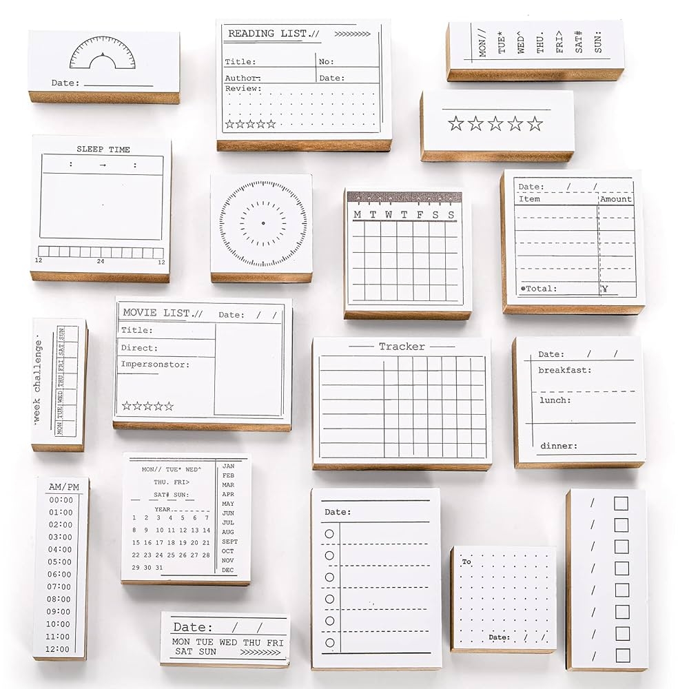 Tosnail 18 Pieces Bullet Journal Stamps Decorative Rubber Stamp Set Calendar Planner Stamps Wooden Stamps Bujo Stencils For To Do List Tasks Diary Planner Letters Scrapbook Cards Crafts Buy Online At