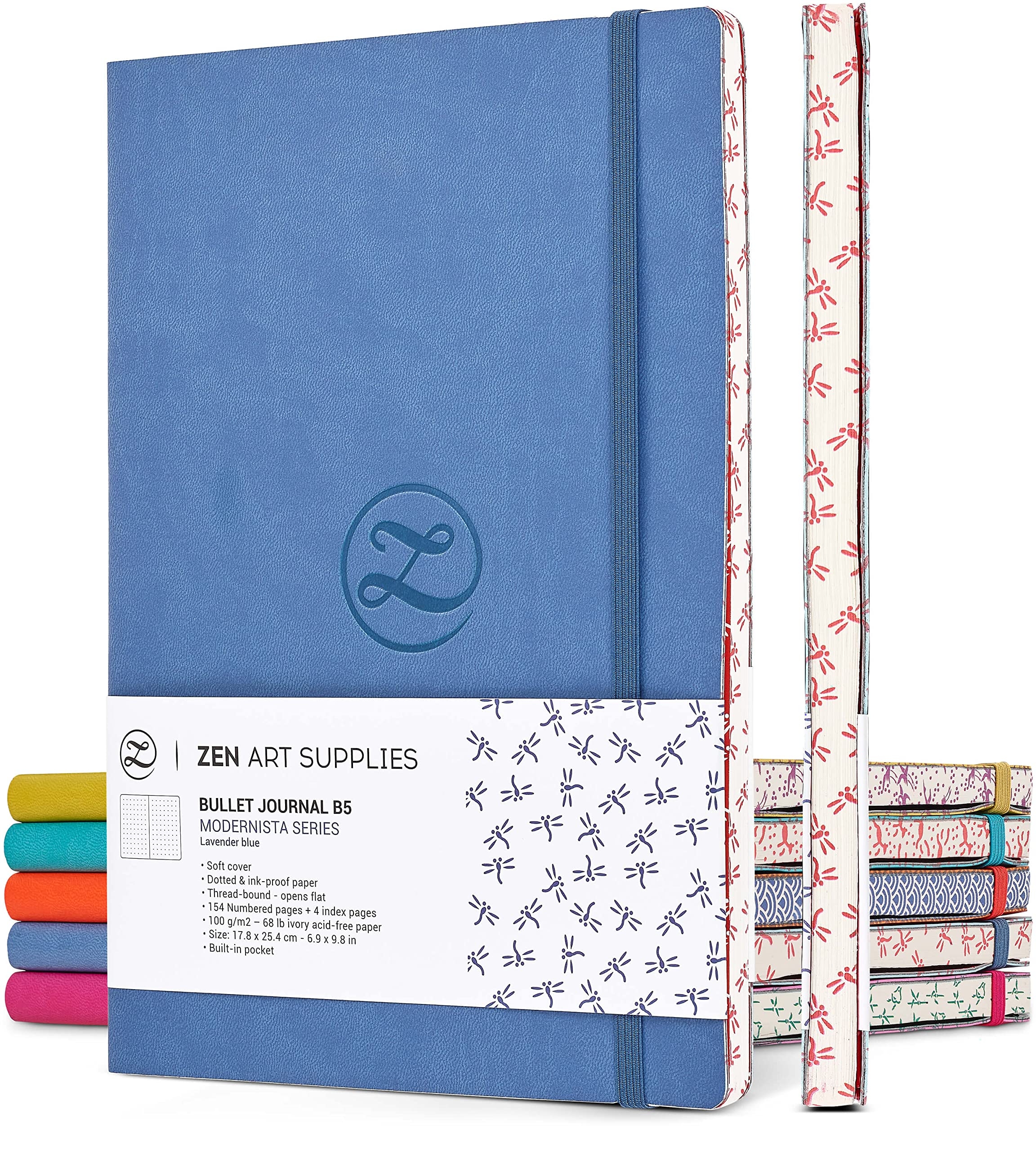 ZenART Supplies A5 Dotted Journal Enjoy Bullet Journaling With A Soft Cover Non Bleed Thick 120gsm Paper Dot Journal In Blue Japanese Edge Motif Faux Leather Lay Flat Dot Grid Notebook ZenART Supplies A5 Dotted Journal Enjoy Bullet Journaling With A Soft Cover Non Bleed Thick 120gsm Paper Dot Journal In Blue Japanese Edge Motif Faux Leather Lay Flat Dot Grid Notebook
